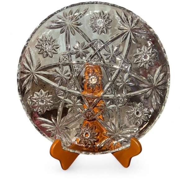 1950s-60s Anchor Hocking Star of David Crystal Platter – 11” - Picture 1 of 5